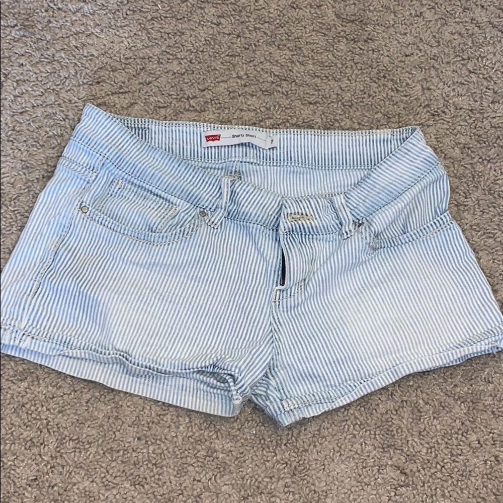 Levi’s white and blue striped shorts